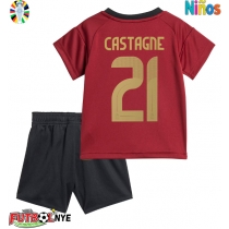 Camiseta Bélgica Timothy Castagne #21 Primera Equipación para niños Eurocopa 2024 manga corta (+ pantalones cortos)